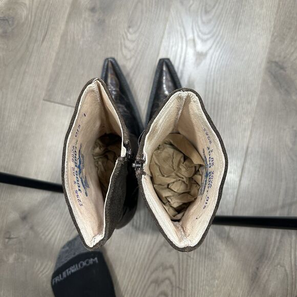 New Jugo Ladies Boots Botas Mexico Leather Snakeskin Suede Pointed Toe Heel 8.5 - Picture 6 of 7